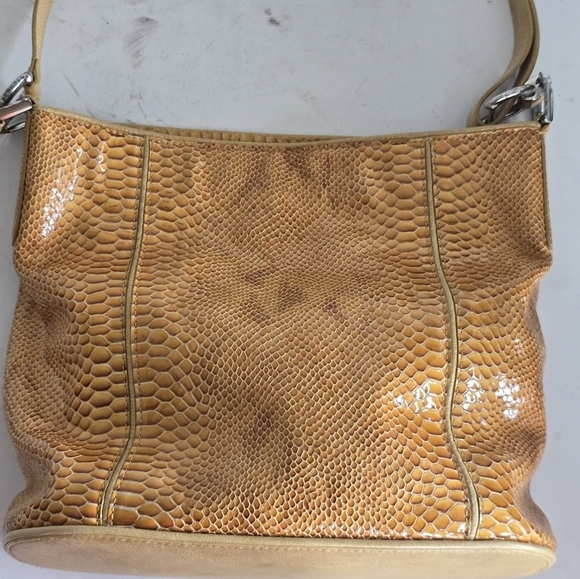 Brighton Shoulder Habdbag Women Single Strap Gold Snakeskin Print Medium Charm - Picture 12 of 16